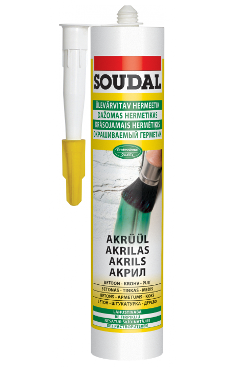 SOUDAL PAINTABLE SEALANT white 300ml Akrila hermētiķis